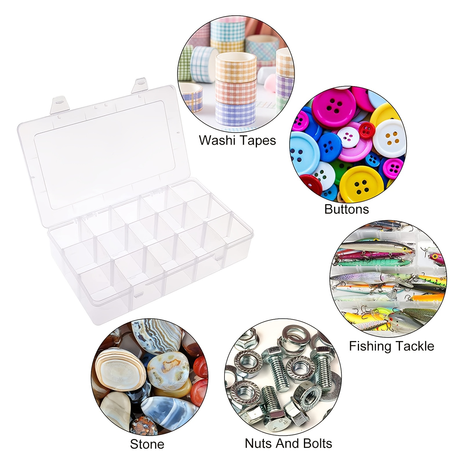 1pc 15 Girds Clear Large Plastic Organizer Box With Dividers Bead For  Jewelry Box Craft Storage