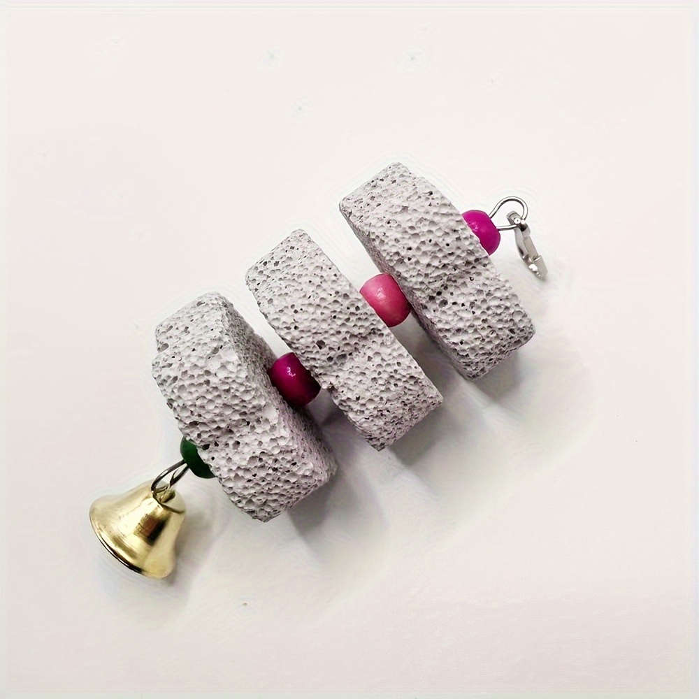 Parrot Chewing Toy - Bird Beak Grinding Stone with Bell And Calcium Supplement Mineral Food String. Bird Toys, Bird Cage Additions, Suitable for a Variety of Small Animal Toys