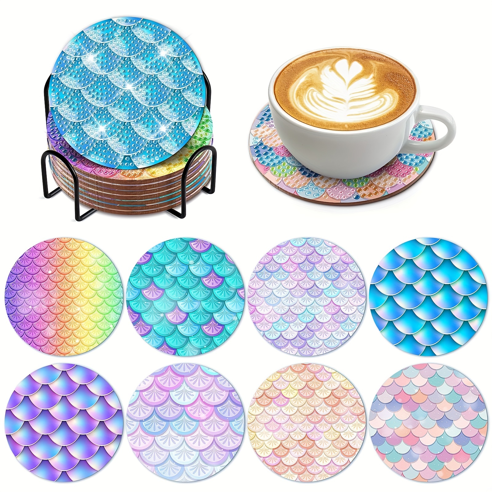 8 Pcs Diamond Painting Coasters With Holder DIY Blue Marble Ocean Diamond  Art Coasters For Drinks Diamond Painting Kits For Beginners Diamond Art Kits  Craft Supplies For Adults Coasters Gift