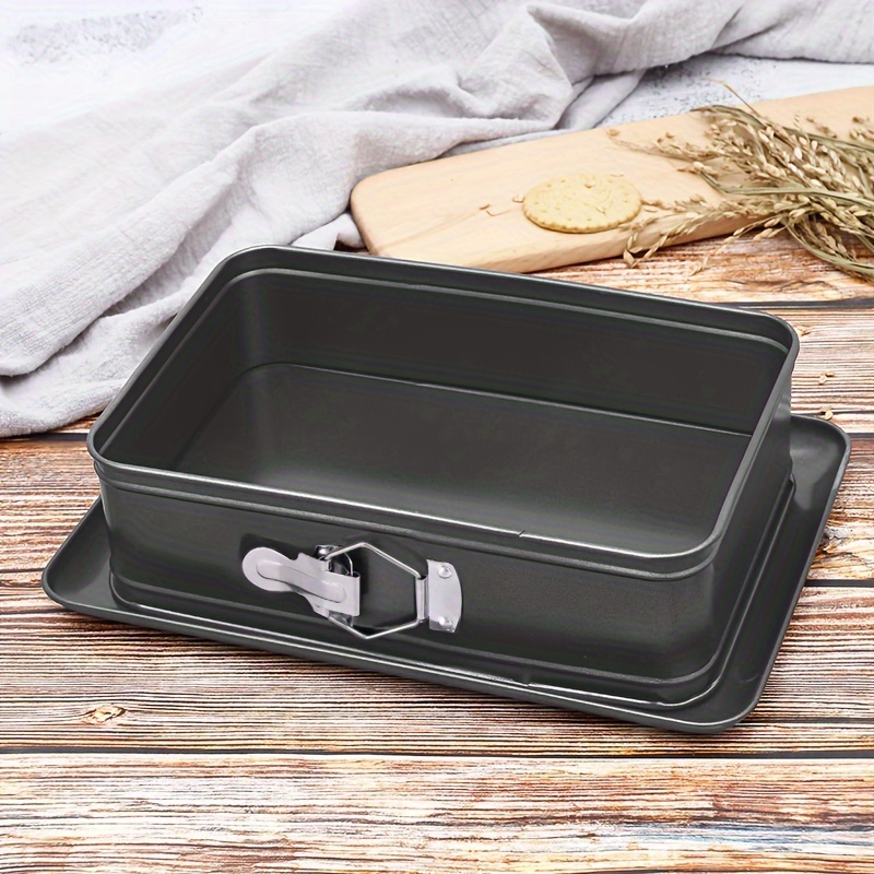 

1pc Carbon Steel Rectangle Cake Pan 9.45''x5.5'' Non-stick Removable Bottom Springform Cake Mould Cake Molds Baking Accessories Bakeware
