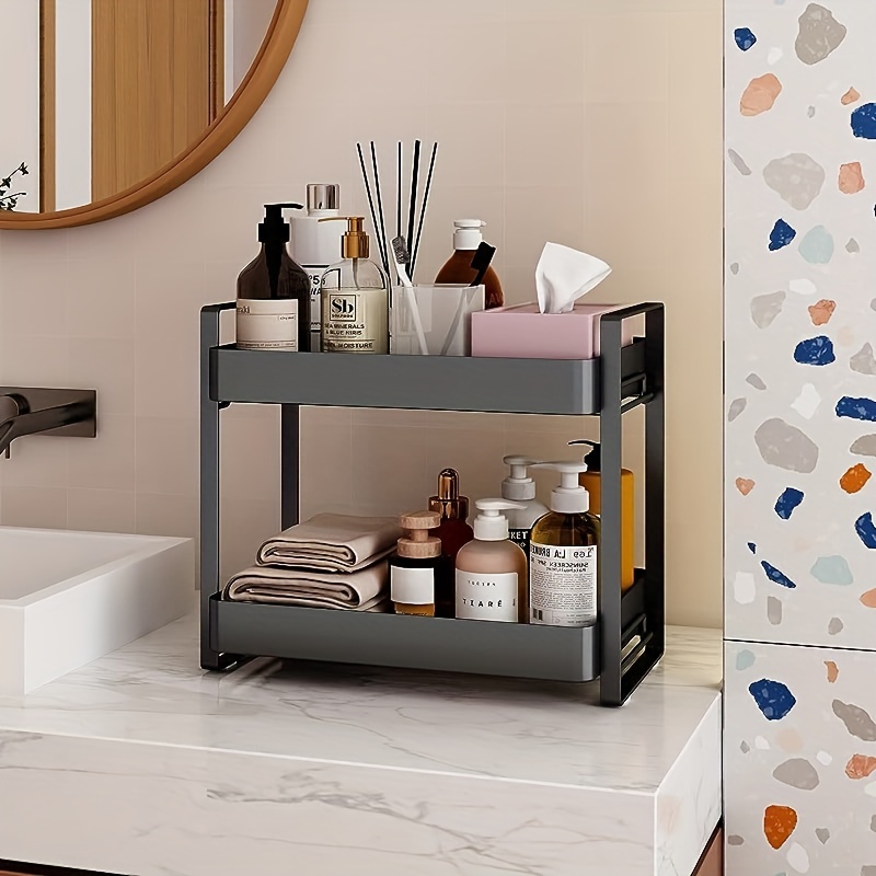 2 Tiers Bathroom Countertop Shelf, Bathroom Vanity Storage Tray