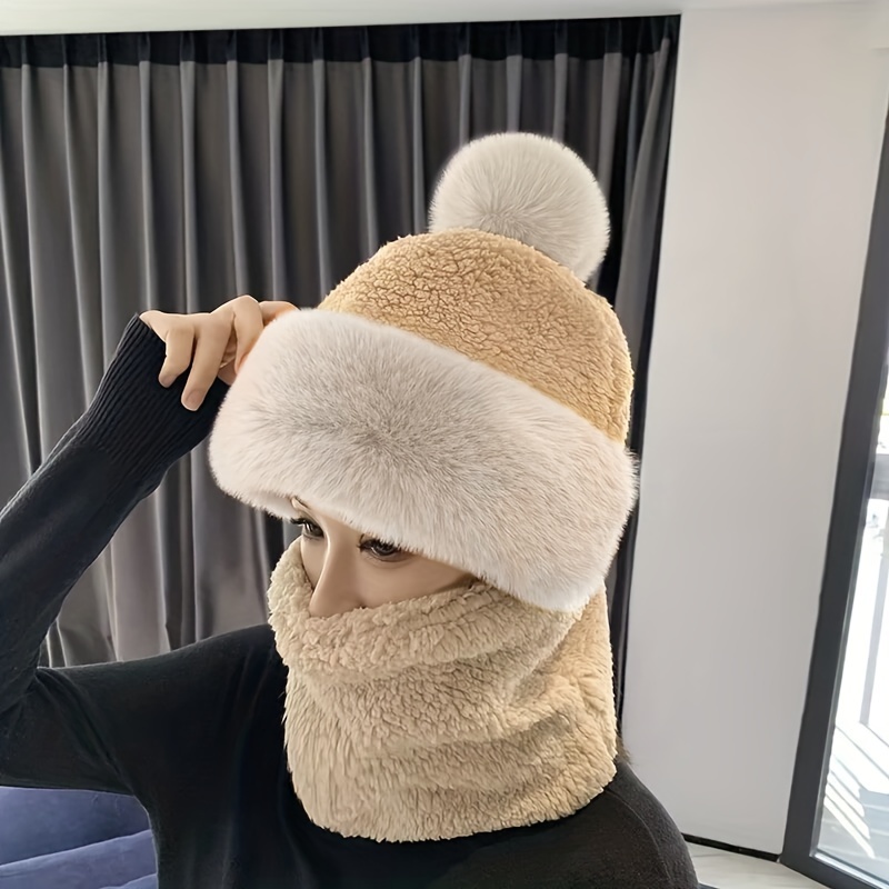 Inverno donna 3 in1 cappello da sci lavorato a maglia con sciarpa  scaldacollo cappuccio foderato in pile maschera passamontagna per adulti  per sport all'aria aperta - AliExpress