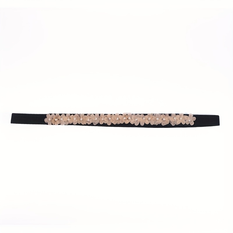 Thin Flower Decor Belt Elastic Waistband Classic Dress Girdle