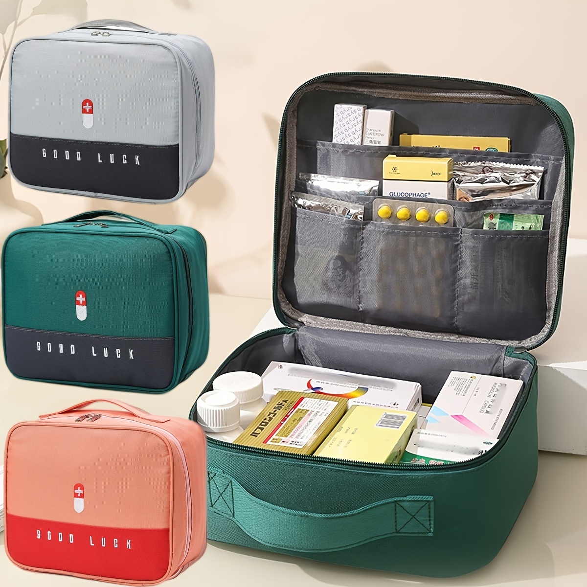 

Portable Divider Medicine Box, Zipper Medicine Finishing Organizer, Perfect Home Travel Medicine Storage Bag