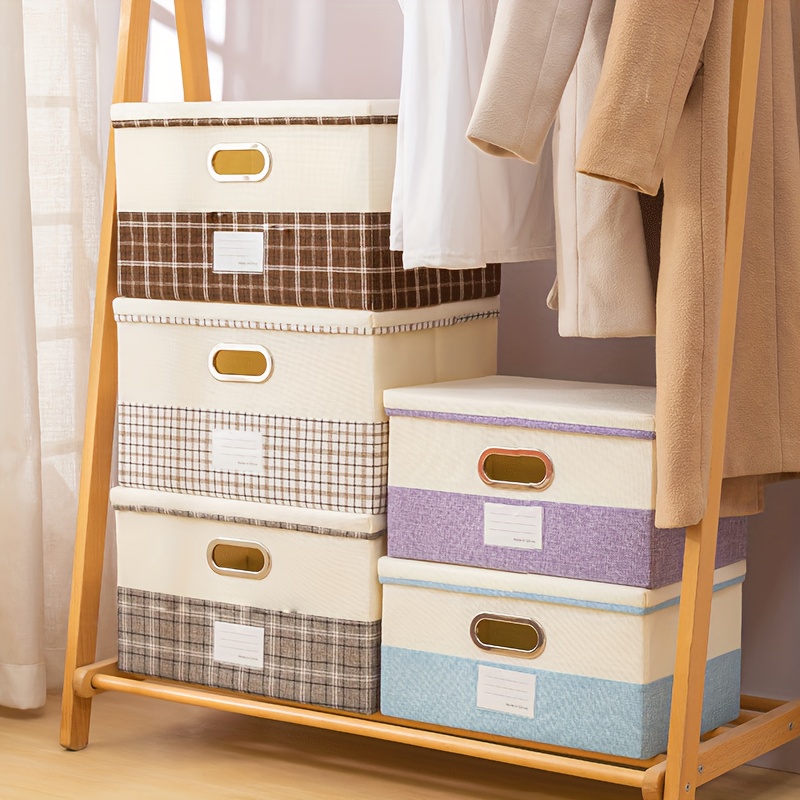 2 Caja de almacenamiento con tapa cajas almacenaje ropa almacenamiento de  tela de lino plegable para libros, ropa, juguetes, hogar, dormitorio,  armario, oficina (grey) : : Hogar y Cocina