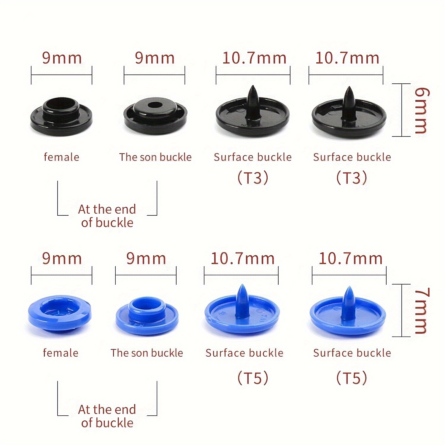 Set di bottoni automatici Kit di attrezzi per bottoni in plastica T5 e  contenitori per Organizer