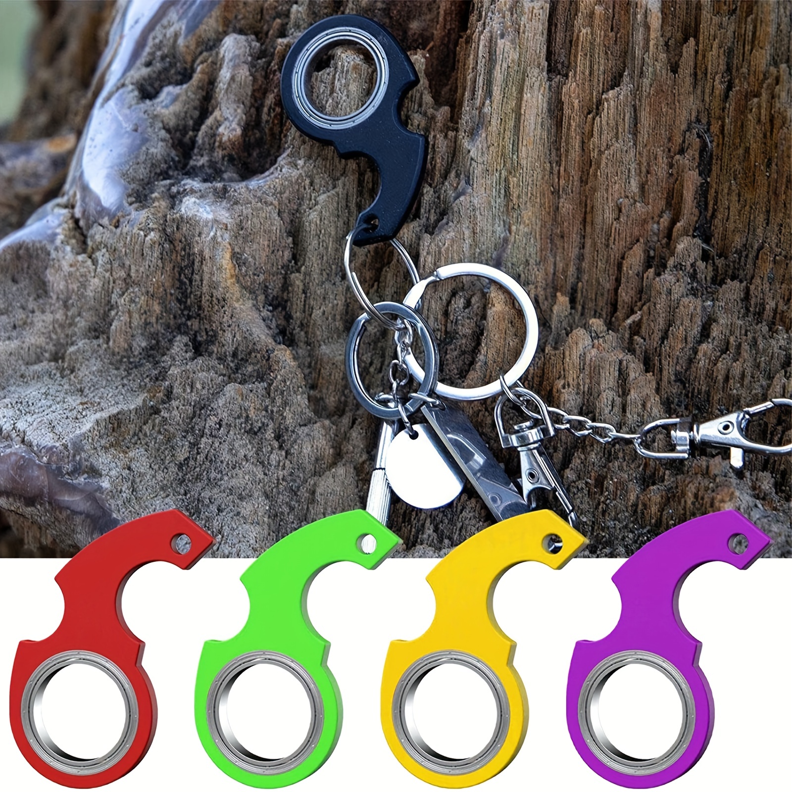 WHITE Fidget Keychain Spinner | Key Chain, Key Ring, Key Holder, Fidget  Spinner