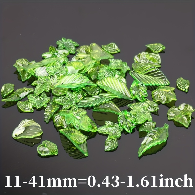 Glass Beads Green Transparent Gradient Leaf Beads Acrylic - Temu