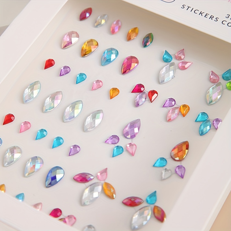 Sticky Earrings 3d Gems Stickers Glitter Crystal Sticker - Temu