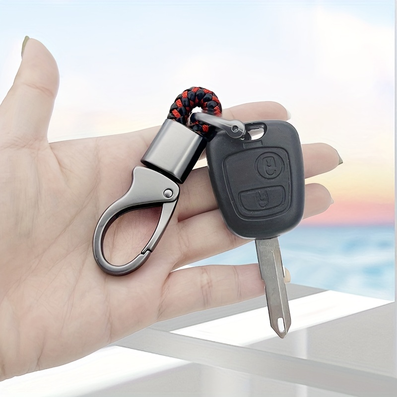 Men Creative Metal Leather Key Chain Ring Keyfob Car Keyring