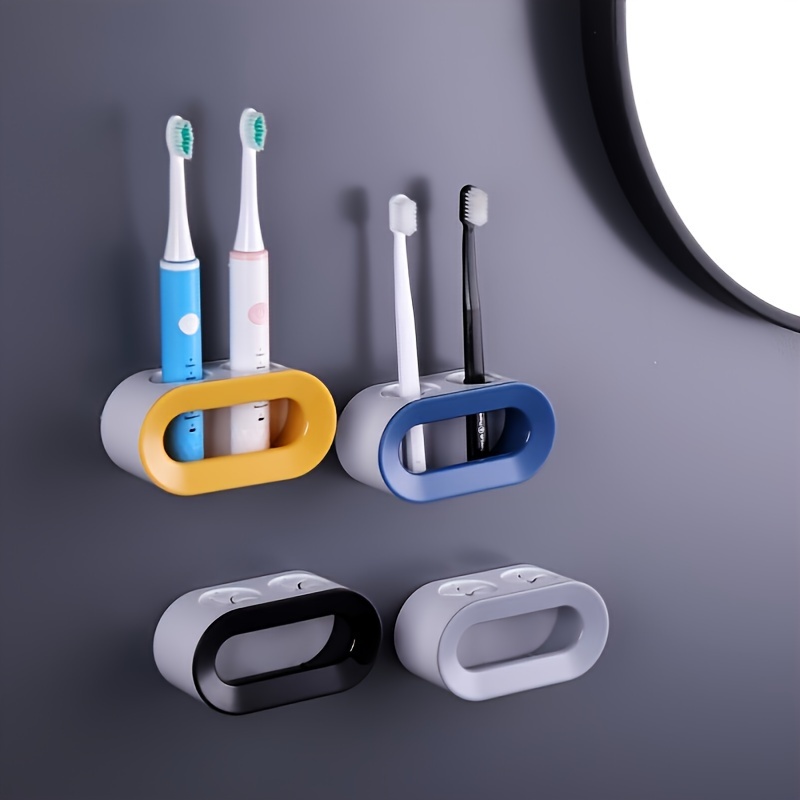 

1pc Electric Toothbrush Holder, Wall Mounted Toothbrush Storage Rack, Punch-free Toothbrush Storage Organizer, Bathroom Plastic Toothbrush Shelf, Bathroom Accessories, Home Decor, Furniture For Home