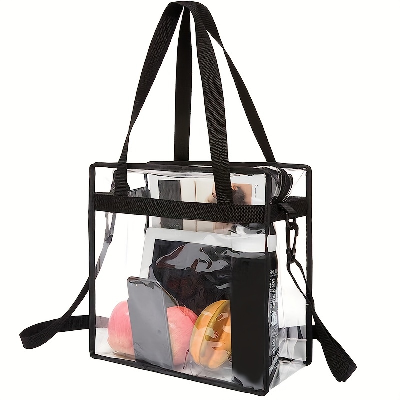 2 Pack Clear Stadium Approved Tote Bags, 12x6x12 Large Transparent Totes  with Zippers, Handles for Concerts, Sporting Events, Music Festivals, Work,  School, Gym 