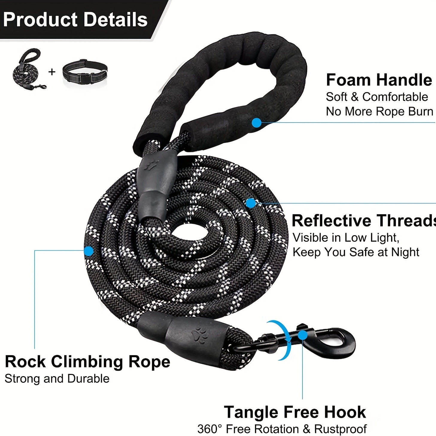 Adjustable Dog Collar & Leash Set for Small-Medium Dogs