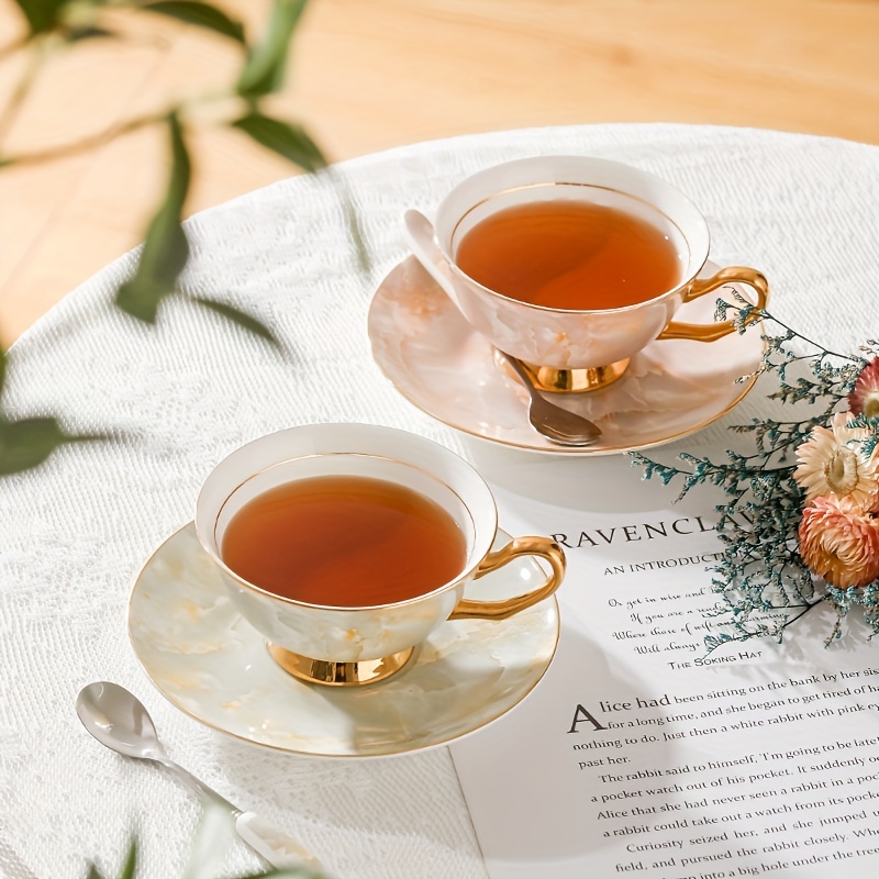 Creative Bone China Cup and Saucer Set French Afternoon Tea Gold