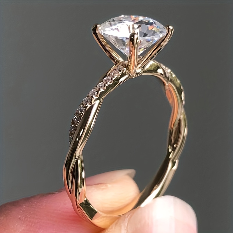 1pc classy promise ring inlaid shining zirconia trendy Temu New