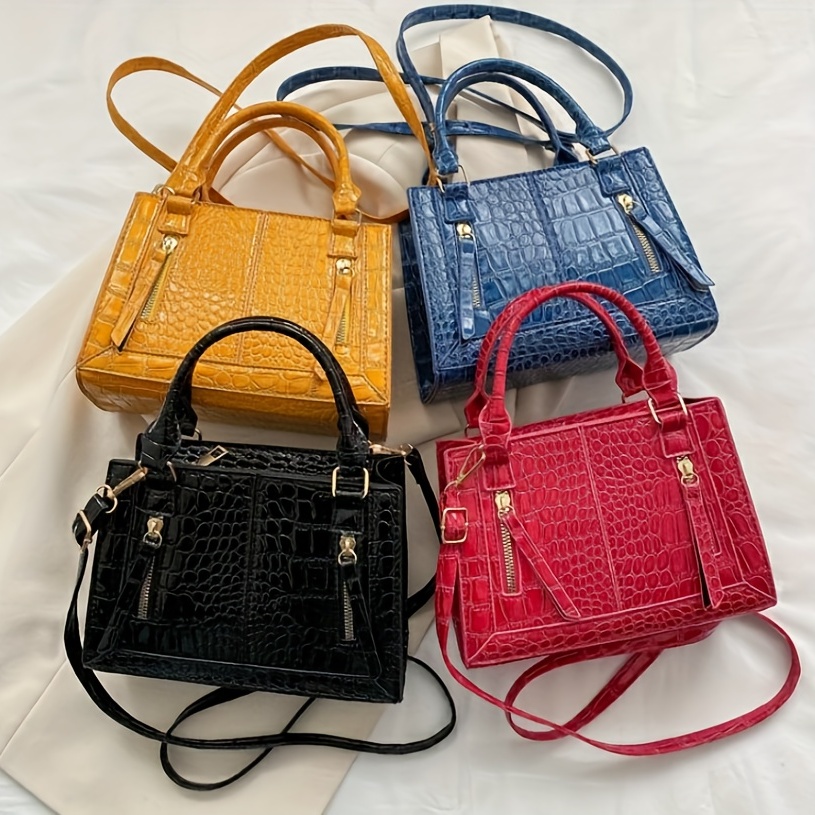 Elegant Gradient Color Tote Bag, Mini Crocodile Pattern Handbag, Luxury Pu  Leather Crossbody Purse For Women - Temu