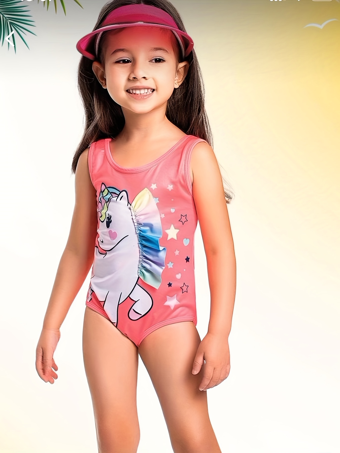 Baby Girls Cute Unicorn Print Swimsuit
