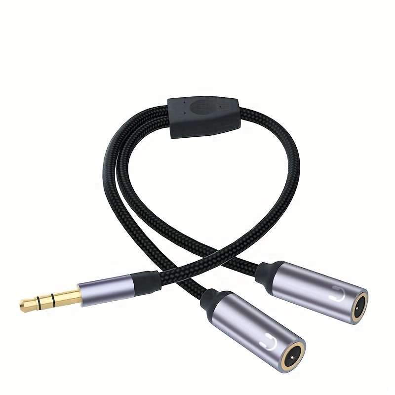 Y Splitter Aux Cable Extension Cord Gilded 3 5mm Jack Microphone