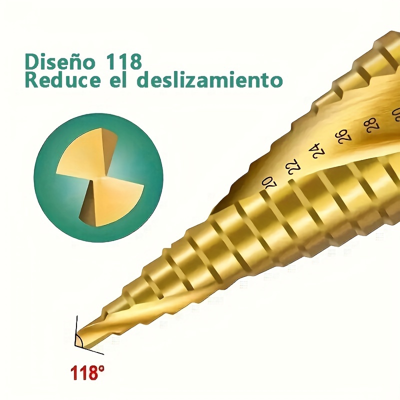 1 Pieza/3 Piezas Hss Broca Escalonada Recubierta Titanio - Temu