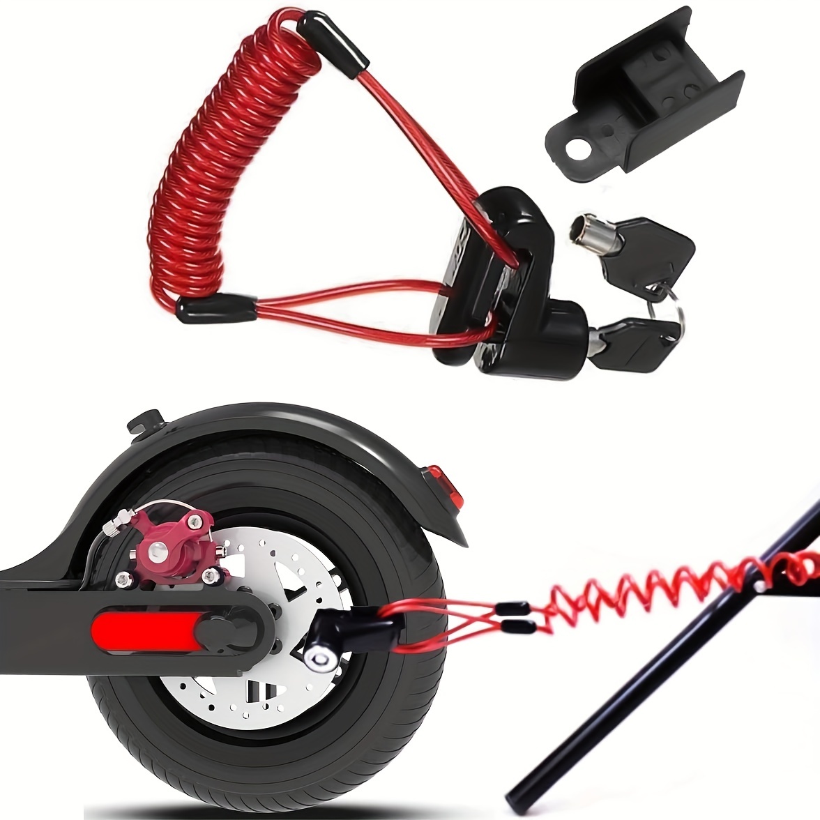 Image of Disc Brake Lock, Electric Scooter Disc Brake Safety Lock With Anti-theft Device And Reminder Rope Suitable For M365 Motorcycle Bicycle Wheel Storage Cabinet