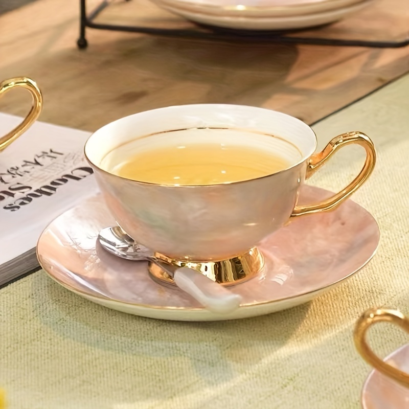 Bone China Ceramic Tea Cup With Saucer And Spoon Luxury - Temu