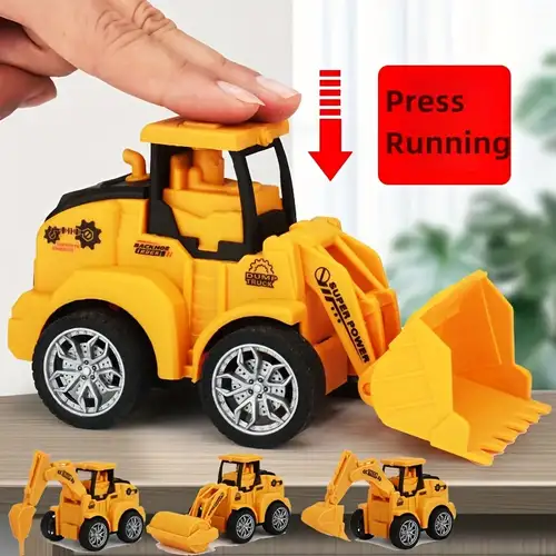 TEMI Juguetes para niños de 3, 4, 5, 6 años, juguetes de construcción  fundidos a presión, coche con retroceso, excavadora 4 en 1, excavadora
