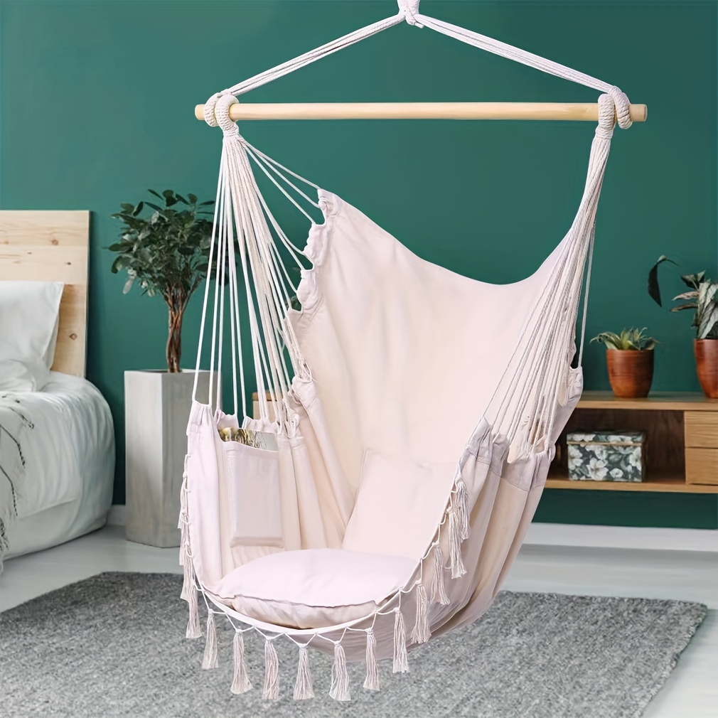 1pc tassel hanging chair nordic style indoor and outdoor swing outdoor camping beach hammock sports & outdoors