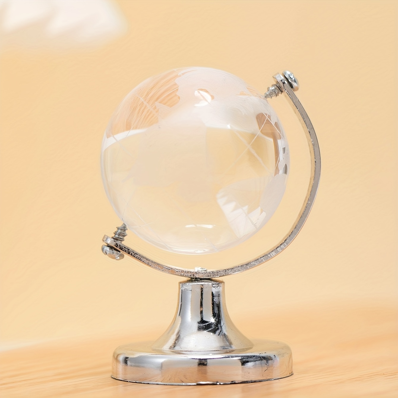 1 Pièce Décoration De Globe Terrestre En Cristal Avec Base