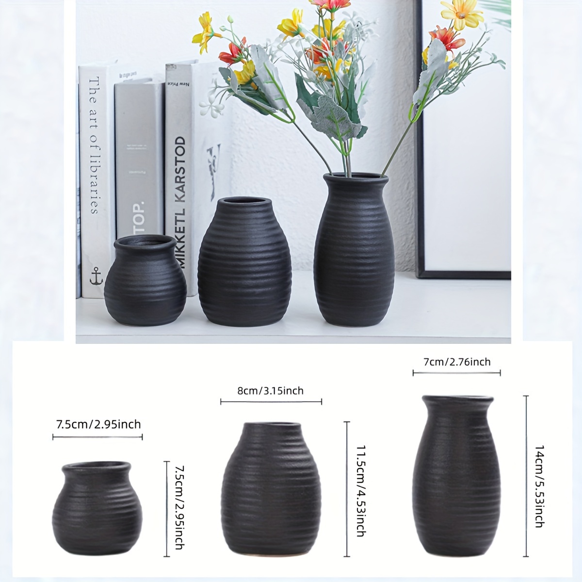 Set Di 3 Vasi Per Piante Da Esterno Interno Di Design Con 3 Dimensioni