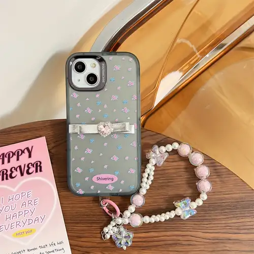 Fashion Girl Luxury Pearl Flower Transparent Phone Case For iPhone