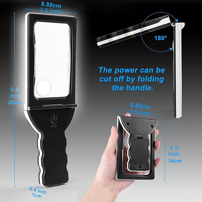 Portable Handheld Square Reading Magnifying Glass With Light - Temu