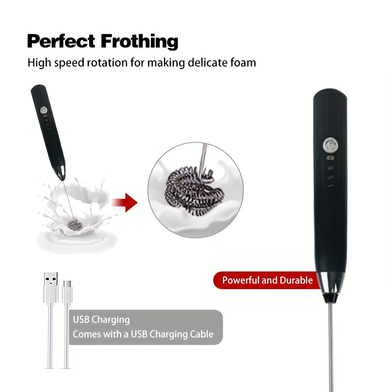 Wireless Electric Milk Frother With Usb Charging - Temu