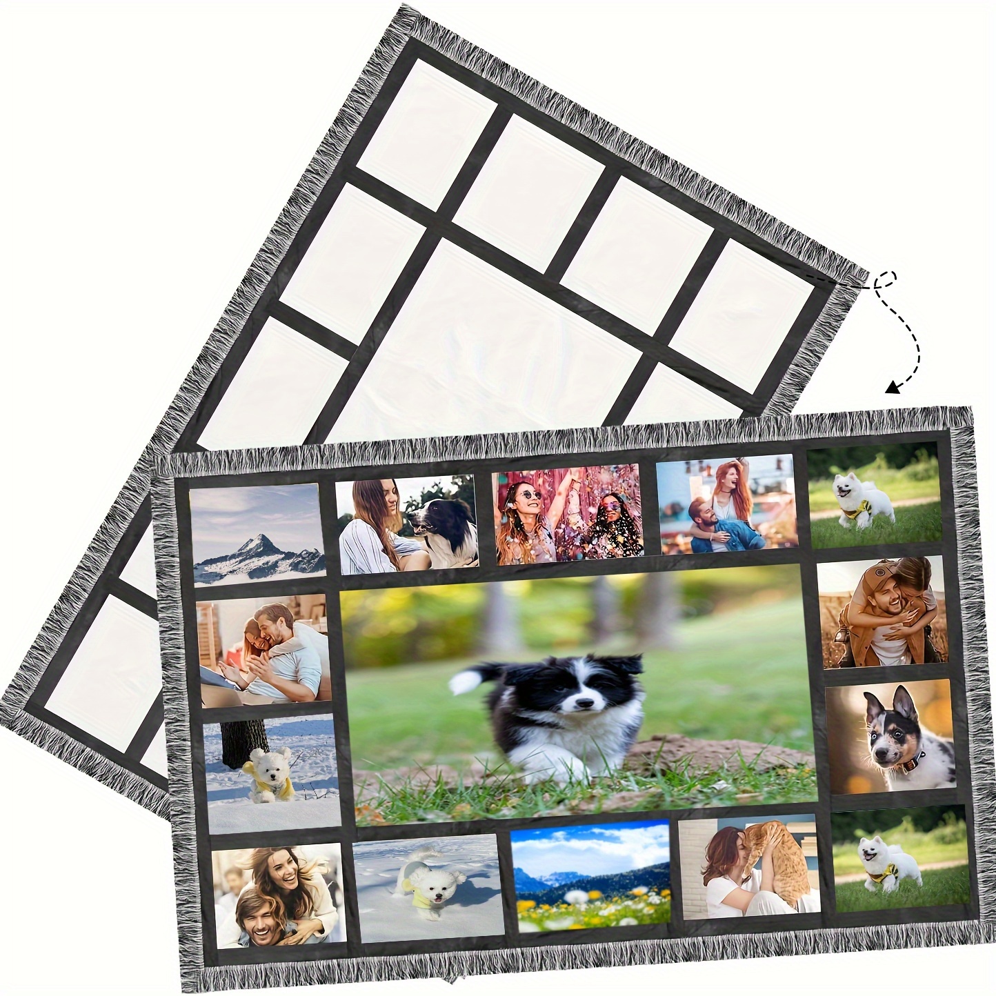QOMOLANGMA 4PCS Sublimation Blanks Throw Blanket 30 x 40 with 9 Panel  Custom Personalized Sublimation Blanket Flannel Throw for Heat Press