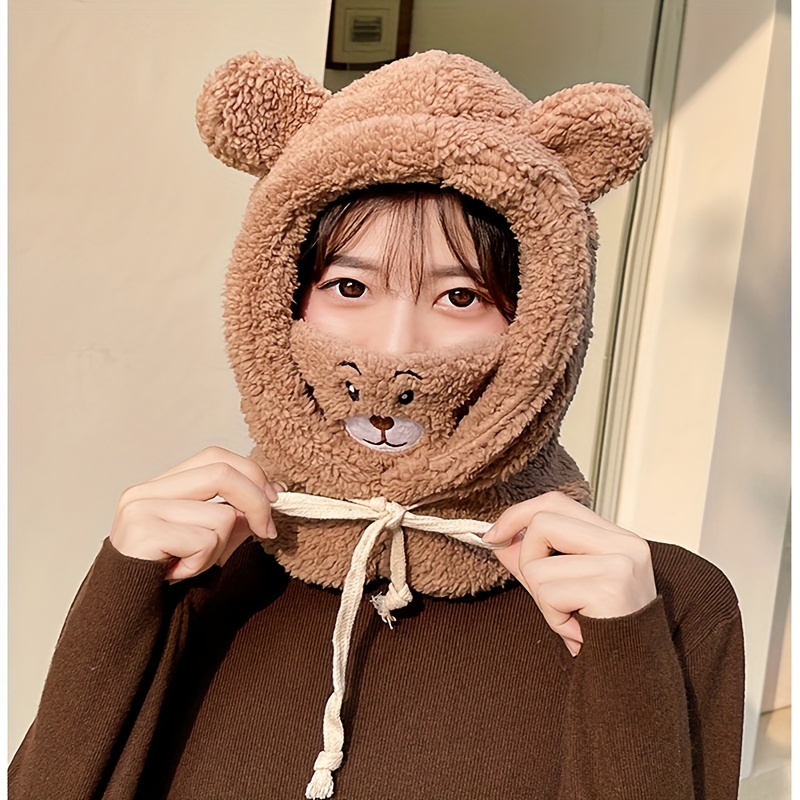 Kawaii Teddy Bear Winter Hoodie Hat w/ Mask