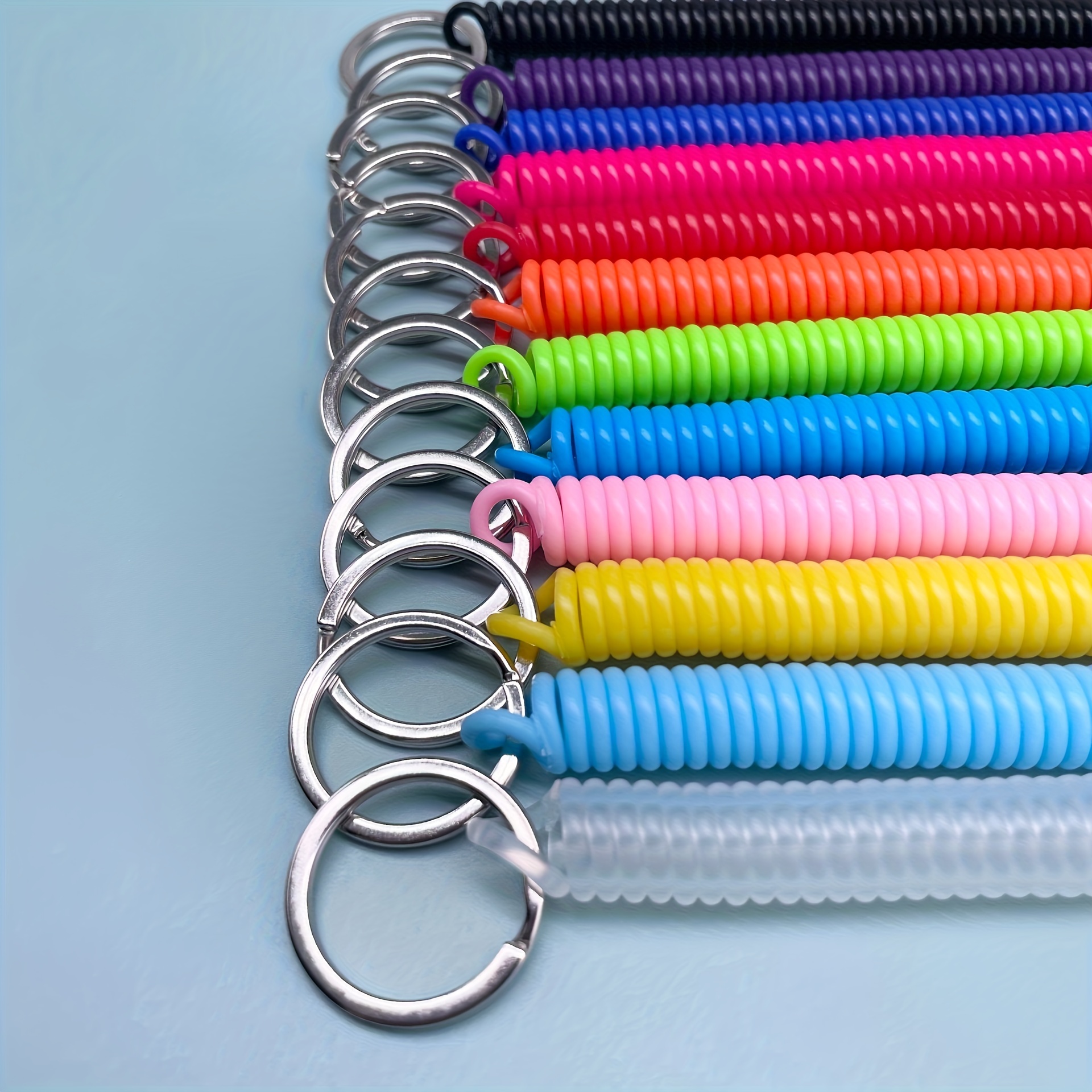 5/10pcs Plastic Spring Rope Key Chain, Retractable Hanging Chain, With Metal Lobster Clasp, For Keys Wallet Cellphone And Other Important Item