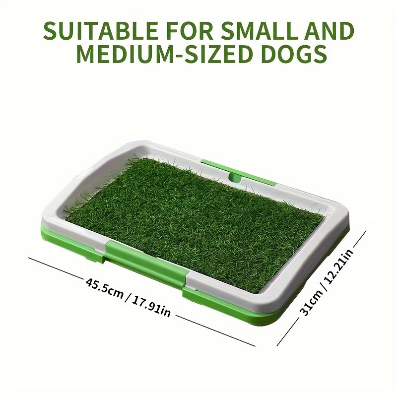 Dog Grass Pad with Tray, Artificial Grass Mats Washable Grass Pee Pads for Dogs, Pet Toilet Potty Tray for Puppy & Small Pet, Dogs Turf Potty Training