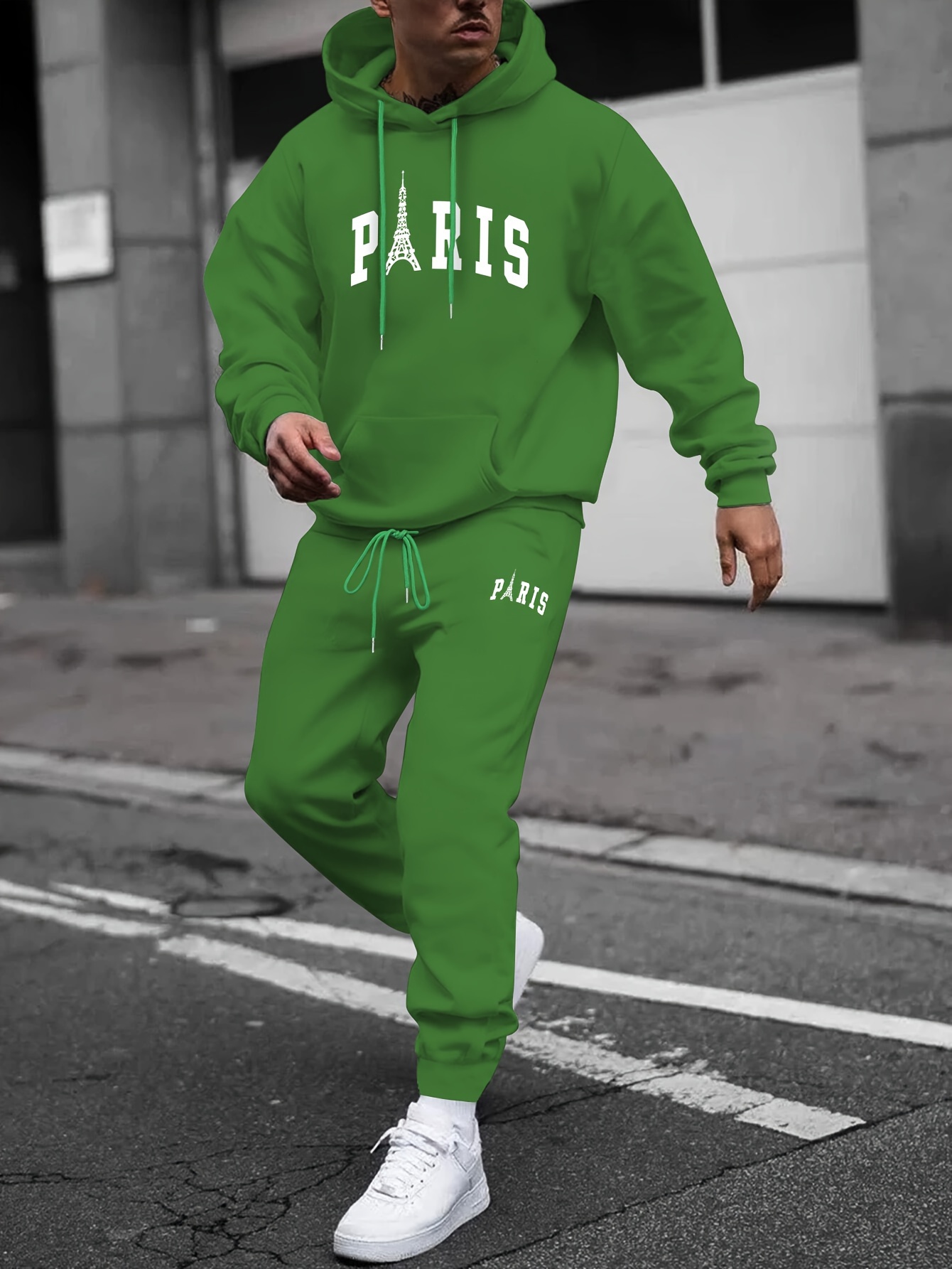 Men's Tracksuit Paris Eiffel Tower Print Hooded Sweatshirt - Temu