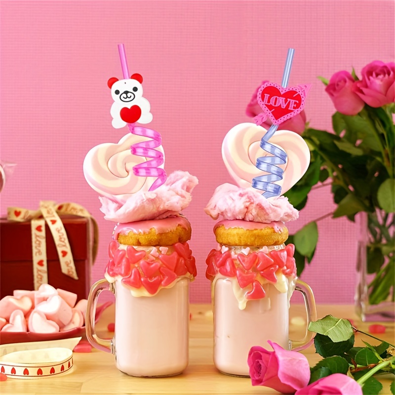 Valentine Straws Heart Shaped Straws Plastic Disposable Drinking Cute Straw  Drinking Coffee Milk Straw Valentine Party Favors - Temu