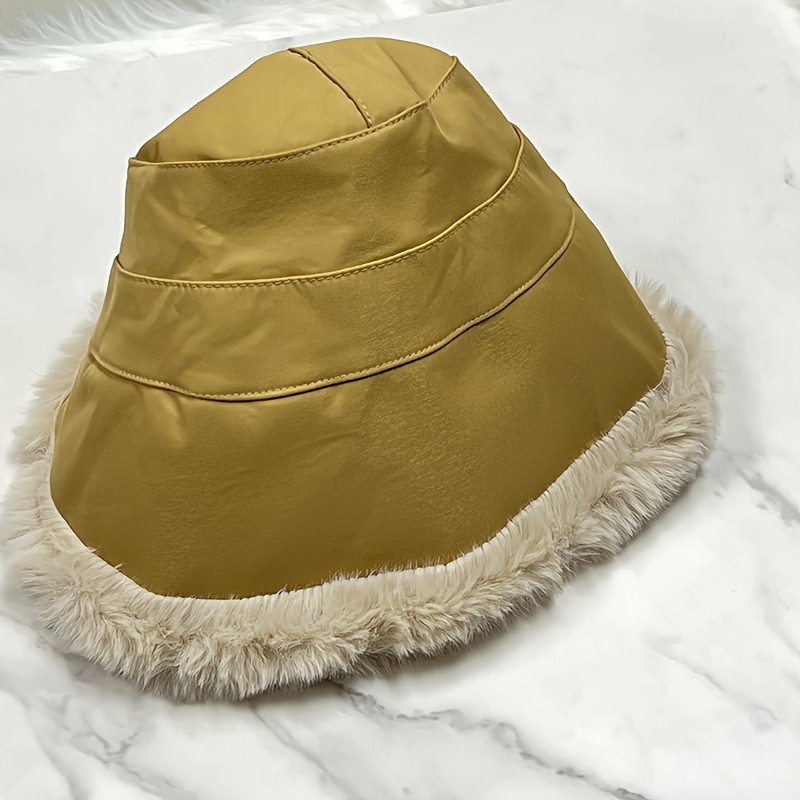 1pc Thickened Fisherman Hat For Women Winter Fashion Hat Plush