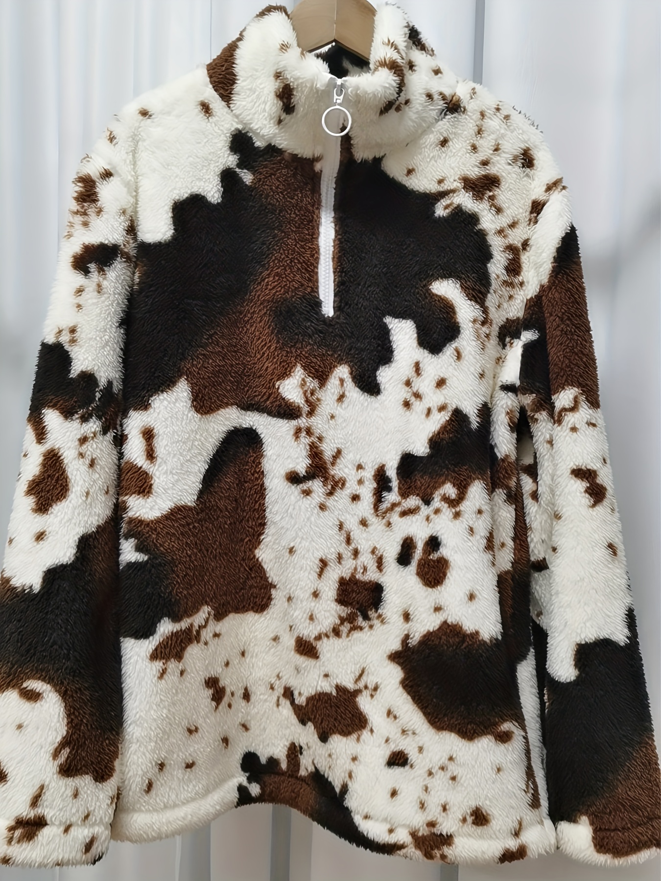 Cow print best sale sherpa pullover