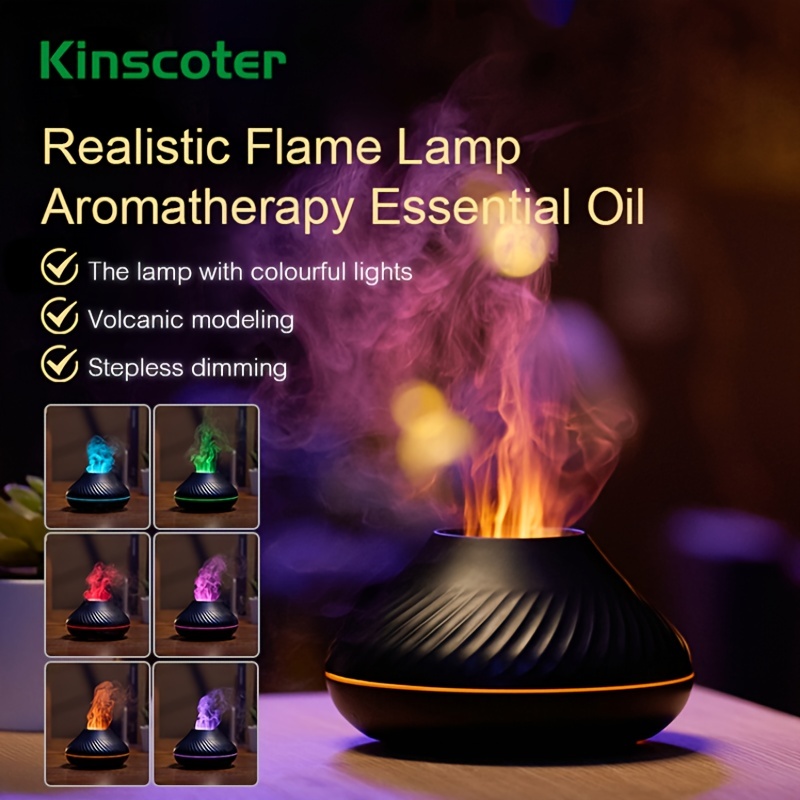 Difusor de aroma volcánico, lámpara de aceite esencial, humidificador de  aire portátil USB de 130ml con luz nocturna de llama de 6 colores – Los  mejores productos en la tienda online Joom Geek