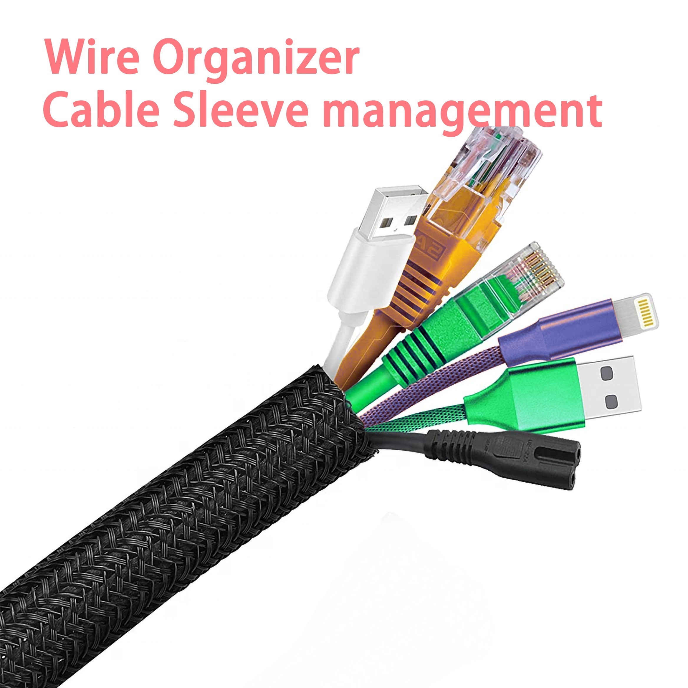 Organizador de cables de 4 piezas, organizador de cables portátil  retráctil, organizador de cables flexible de 4 colores para el hogar,  oficina, aula