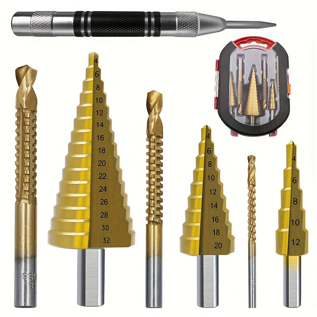 Step Drill Bit Set Titanium Coated High Speed Steel Drill - Temu