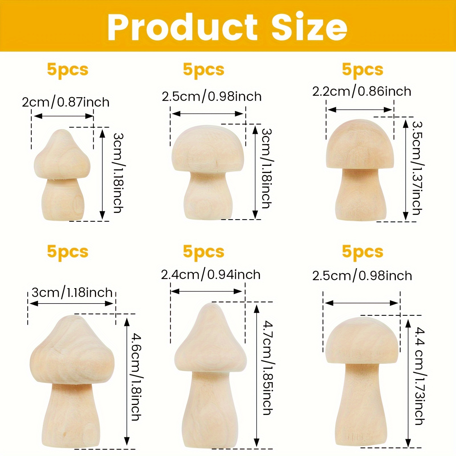 Wooden Mushrooms, Unfinished for Crafts, Decor Projects & DIY Toys