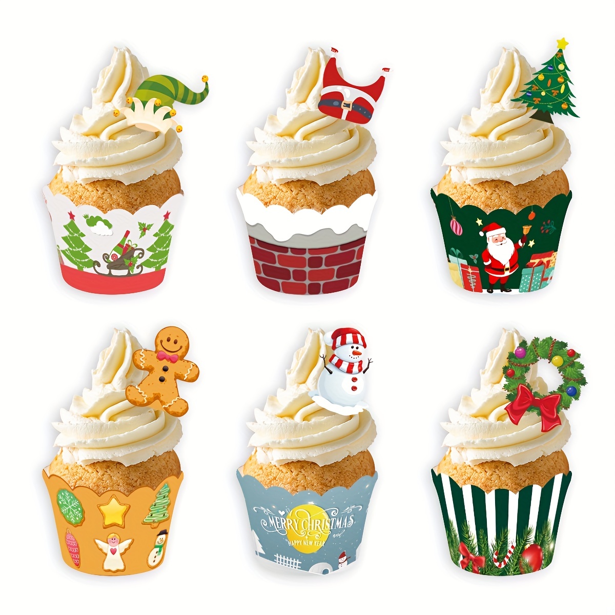 Christmas Party Decorations With Cupcakes For Christmas Party Decoration  Merry Christmas Baking Decor Supplies - Temu