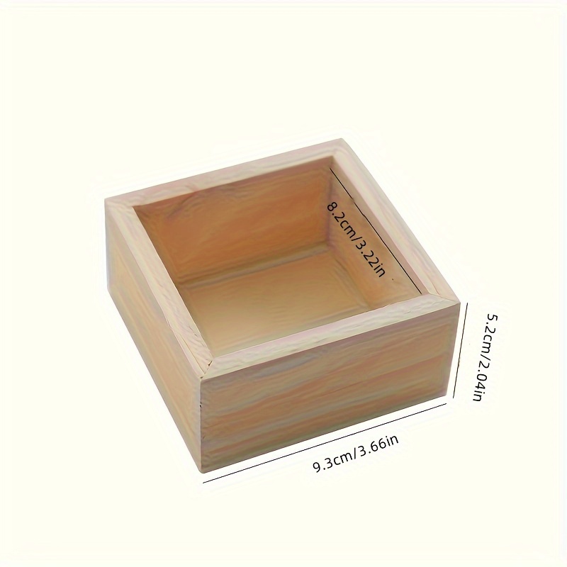 Wooden Box Square Rustic Wooden Box Craft Storage Organizer - Temu