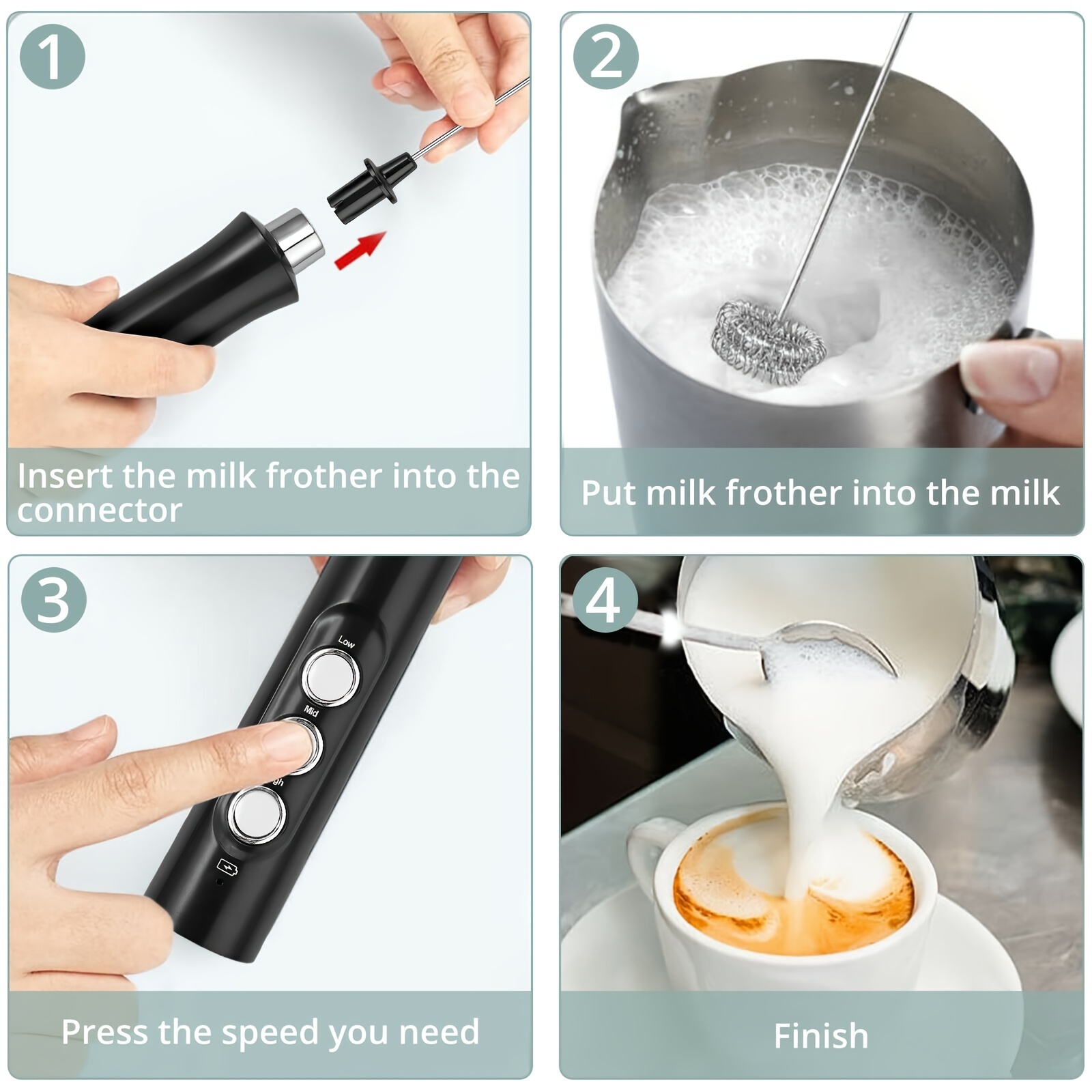 3 in 1 Handheld Electric Milk Frother Whisk Foam Maker Egg Mixer GDL