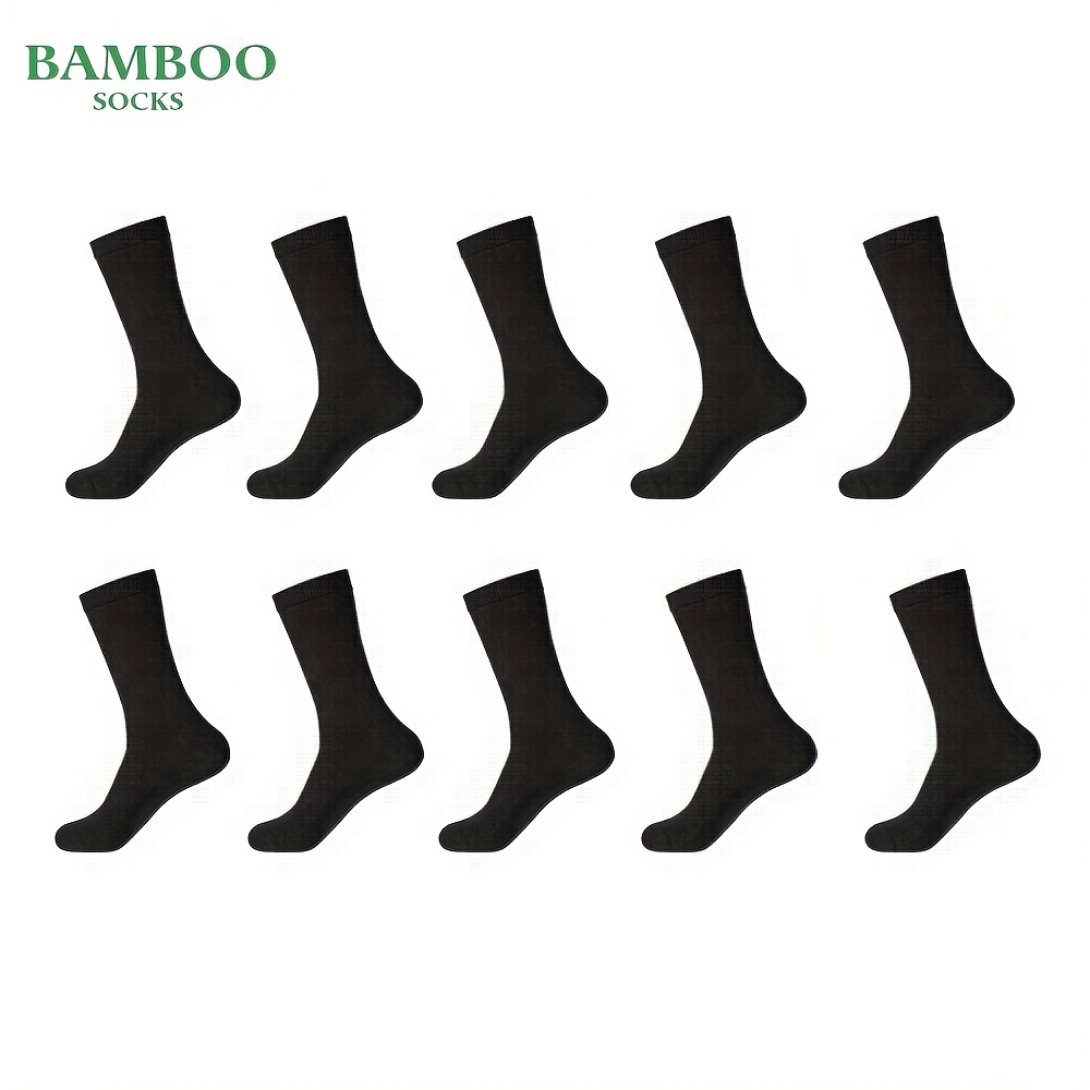 

10 Pairs Of Bamboo Fiber Business Men's Socks, Comfy Breathable All-match Pop Socks