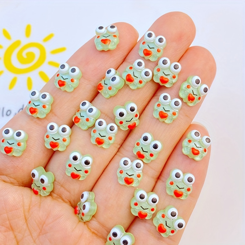 

50/100pcs Cute Mini Shiny Frog Flat Back Resin Accessories Scrapbooking Jewelry Craft Decoration Accessorie, Fog Nail Charms For Nail Art Decoration