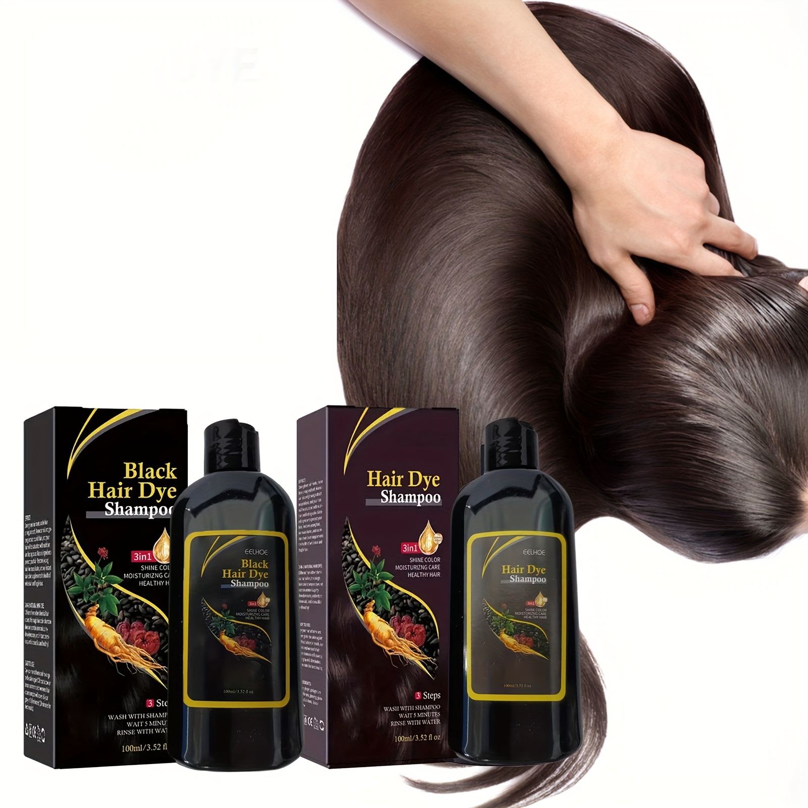 

Hair Dye Shampoo, Instant Hair Color Shampoo For Gray Hair, Grey Coverage, Easy To Use